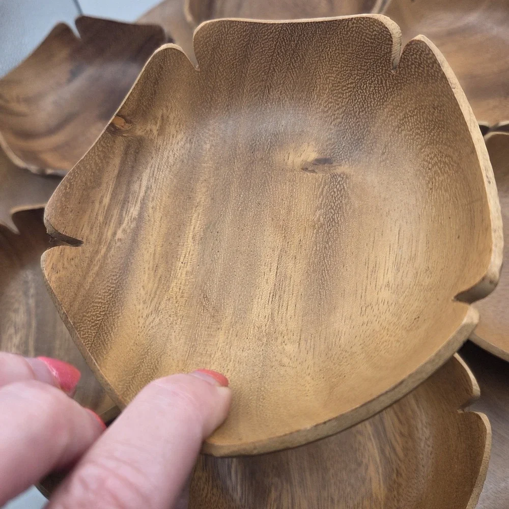 VTG Monkey Pod Wood Leaf Tray 7 Bowls Fiji